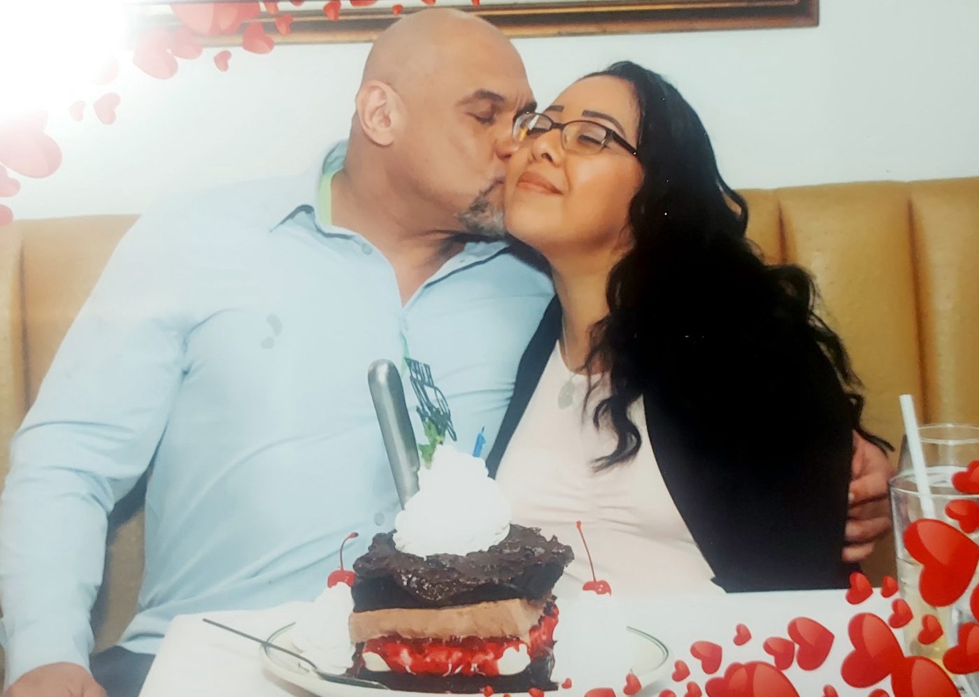 Jessica celebrating with her husband