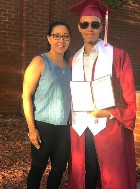 Jessica celebrating her son's graduation